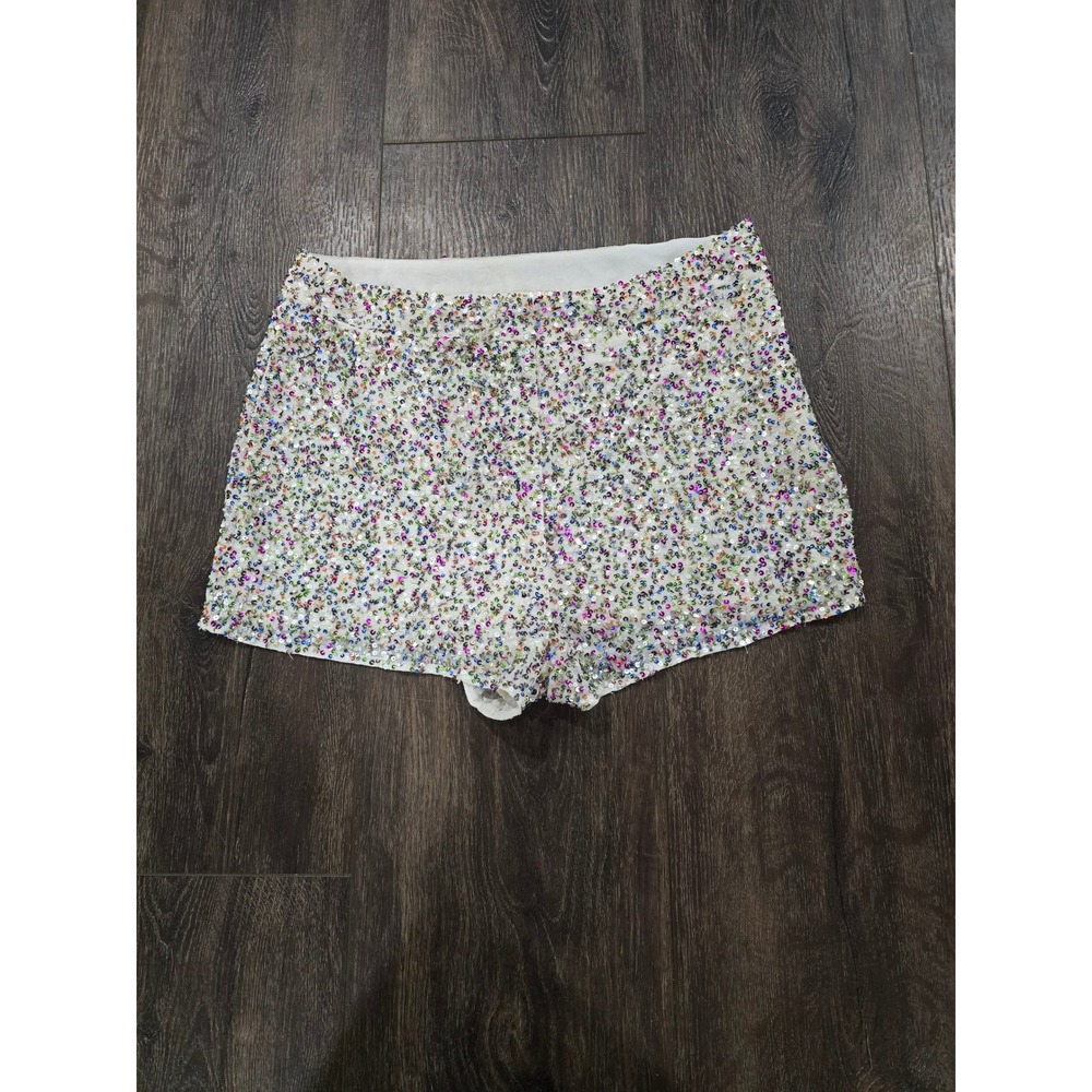 Miso Kids Multi Color Sequin Hot Pants Shorts White Size 14 Festival Party